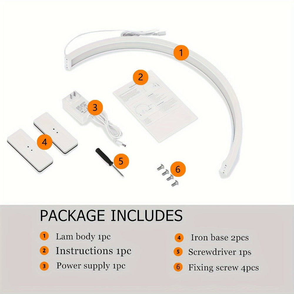 Nail Studio Lamp 29-Inch LED Half-Moon Desk Light with Three Color Temperatures and Adjustable Brightness for Nail Work