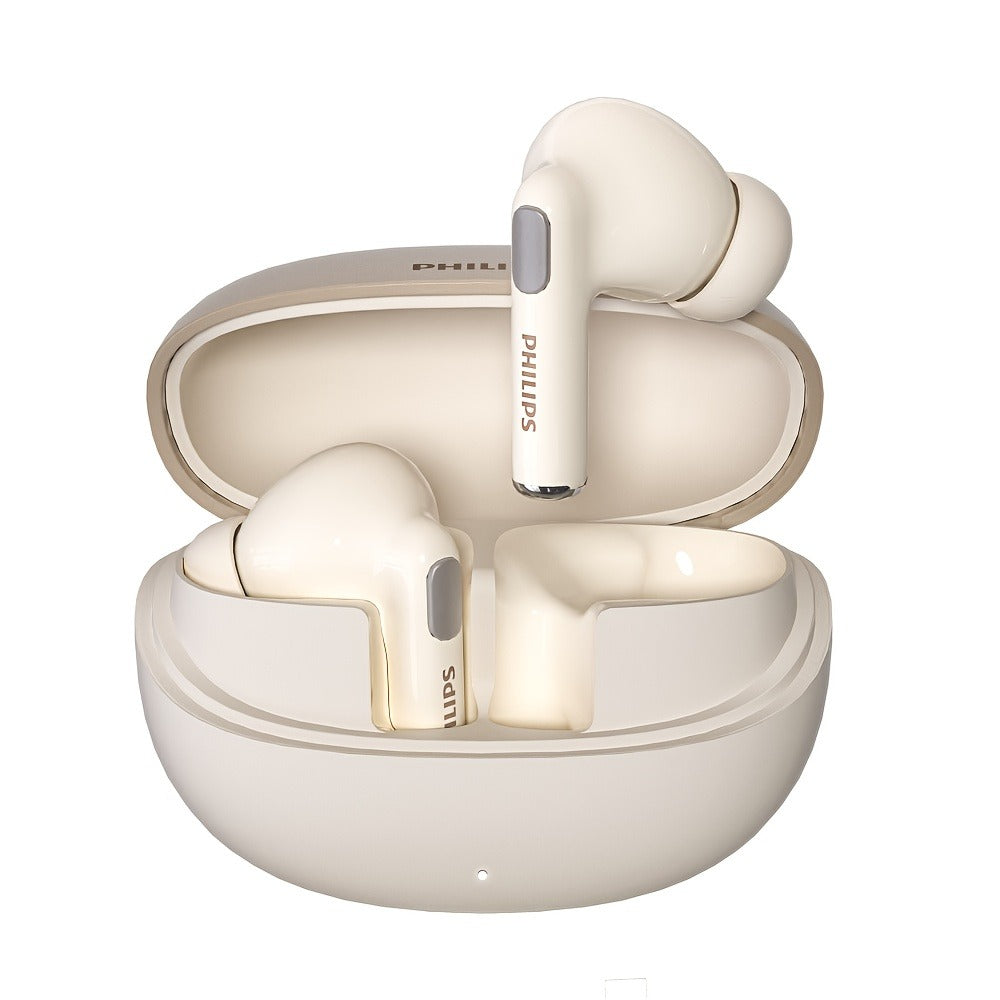 Wireless Earbuds Philips Bluetooth 6.0 Semi-Open Back with Rechargeable Case in White or Black