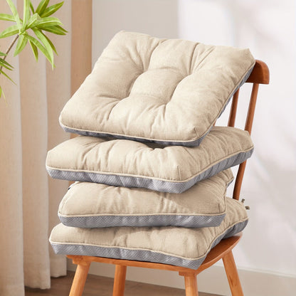 Memory Foam Chair Cushions Set of 4 – Kitchen Chair Pads with Non-Slip Backing & Ties, 500GSM Thick Seat Cushions for Dining Chairs Indoor