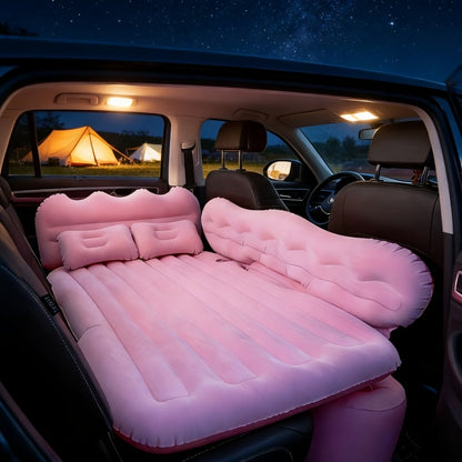 Inflatable Car Bed Plush Folding Design with Storage Bag & Tool Kit Soft Skin-Friendly Comfortable Outdoor Car Air Mattress for Camping