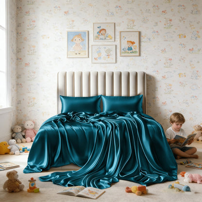 4-Piece Satin Sheet Set with 15-Inch Deep Pockets in Twin, Full, Queen or King Sizes and Nine Color Options