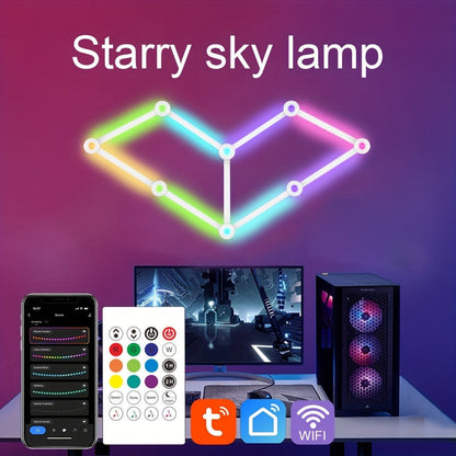 Modular LED Atmosphere Light 9pcs Starry Sky RGB, Freely Splicing, Music Sync, App & Voice Control