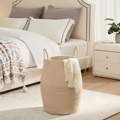 Laundry Hamper Basket Large Bohemian Foldable Clothes Hamper with Extended Handle – Fabric Oval Storage Bin for Bedroom Dorm Hotel