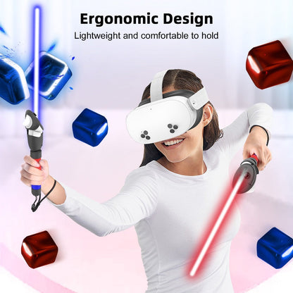 Meta Quest 3S Controller Handle Extension Grips, 3-in-1 VR Handle Attachments for Beat Saber, Golf+