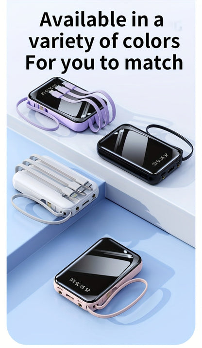 Power Bank 50000mAh 22.5W with Integrated Cable Array, Digital Display and LED Flashlight in Two Colors