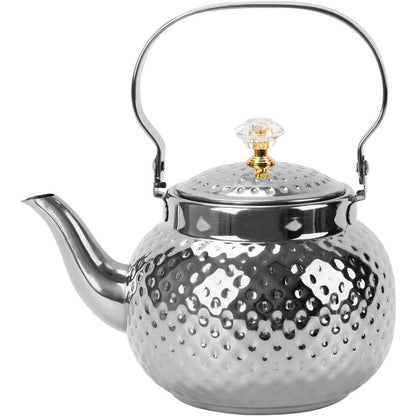 Hammered Tea Kettle Stainless Steel, 40.58oz Stovetop Teapot with Strainer for Loose Leaf Tea, Coffee & Milk