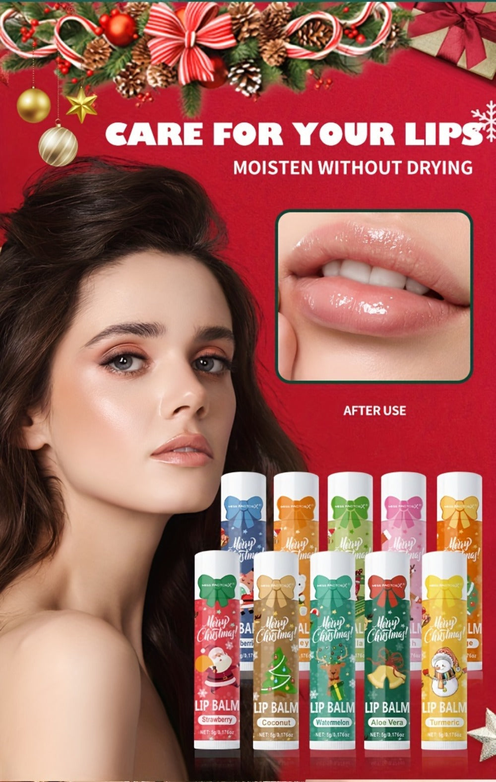 Moisturizing Lip Balm Set 10-Pack with Vitamin E – MISS FACTORX Natural Look Lipstick Collection for Women, Hydrating & Nourishing