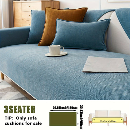 Sofa Cover Ribbed Chenille Stretch Panels for 1 to 4 Seats, Armrests or Cushions with Model-Specific Size and Color Options