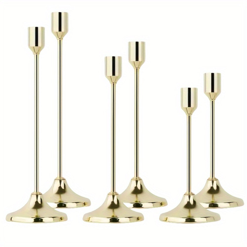 Metal Candlesticks Set of 6, Taper Candle Holders for Wedding Centerpiece, Christmas, Halloween, Thanksgiving