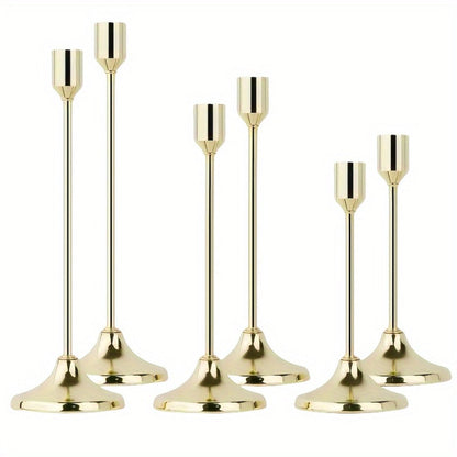 Metal Candlesticks Set of 6, Taper Candle Holders for Wedding Centerpiece, Christmas, Halloween, Thanksgiving