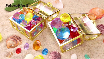 Pool Diving Gems 50 Piece Set with Pirate Treasure Chest, Underwater Acrylic Gemstone Dive Game for Kids