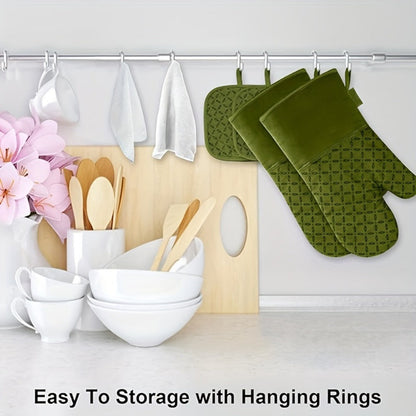 Oven Mitts and Pot Holders Set 6 Piece Heat Resistant Kitchen Gloves Cooking Mitts with Potholder