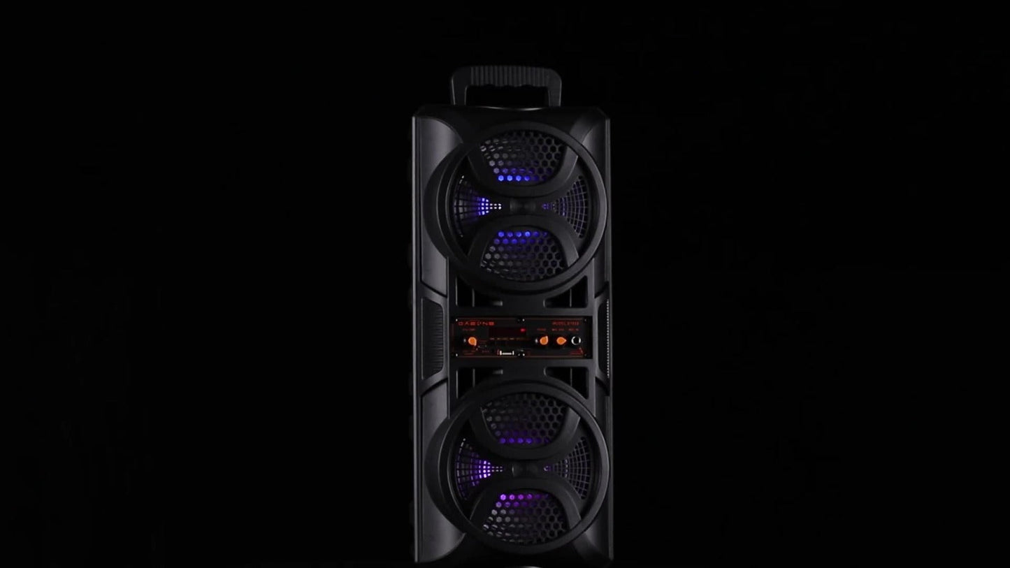PA Speaker Karaoke Machine 3000W with Dual 6.5" Woofers, Bluetooth Wireless, FM Radio, Party Lights