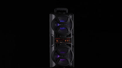 PA Speaker Karaoke Machine 3000W with Dual 6.5" Woofers, Bluetooth Wireless, FM Radio, Party Lights