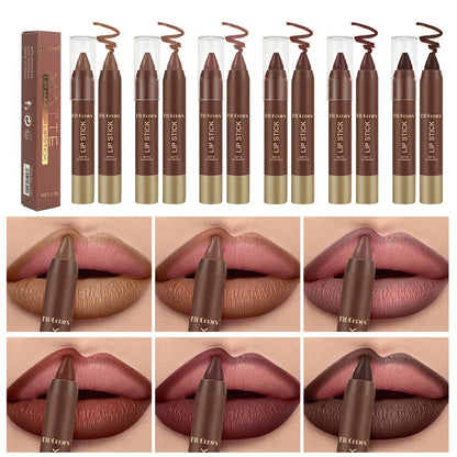 Lipstick Set, Fit Colors 6-Piece Matte Crayon Collection with Brown, Nude, Pink and Purple Colors