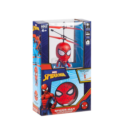 Marvel Spider-Man Flying Figure IR Helicopter Toy 3.5 Inch, Remote Control Infrared Superhero Copter for Kids Boys