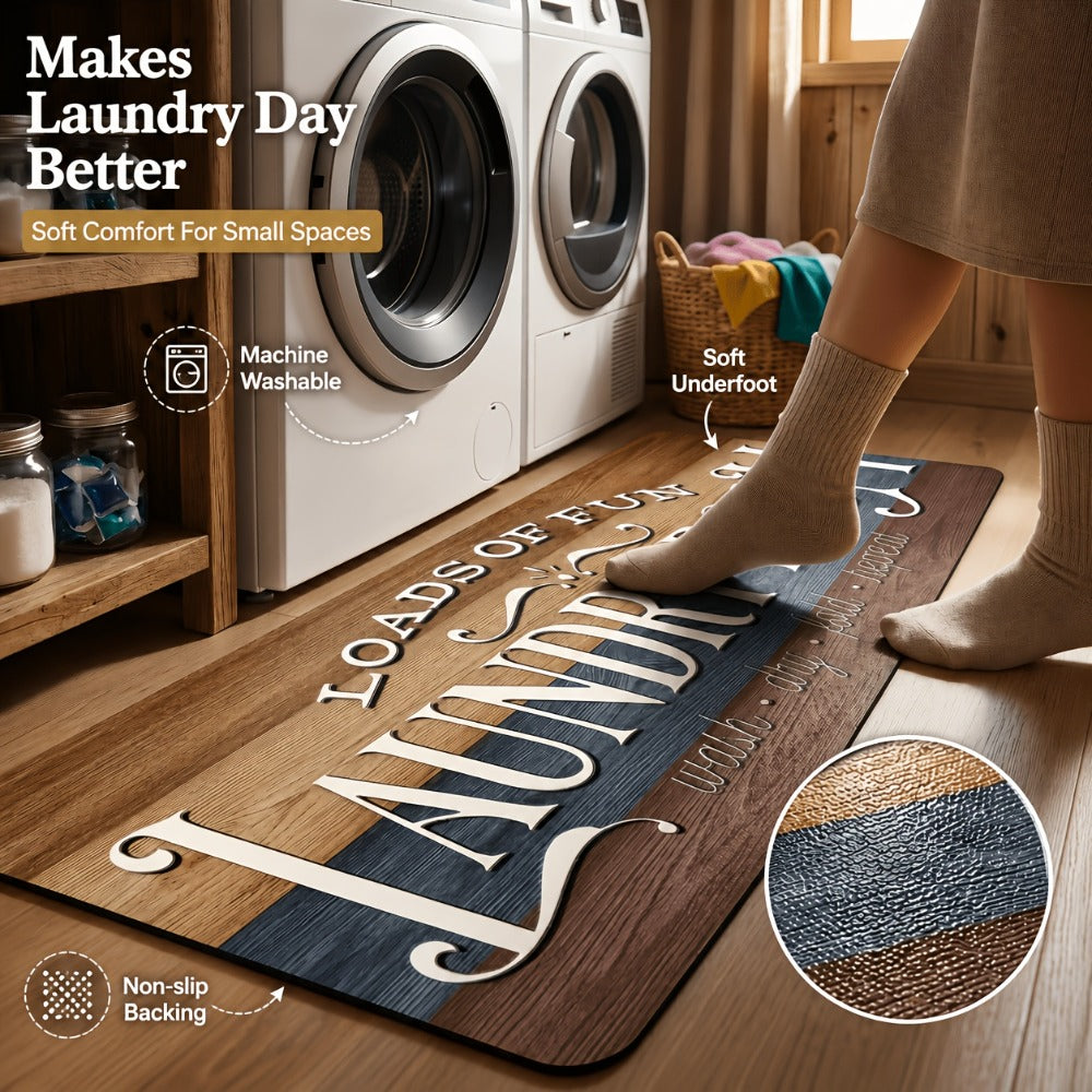 Farmhouse Laundry Room Runner Rug – Retro Kitchen & Bathroom Mat, Anti-Slip Floor Runner for Laundry Room