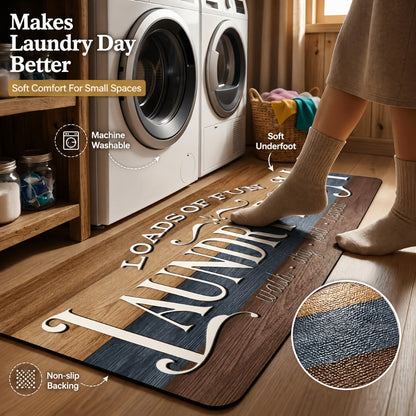Farmhouse Laundry Room Runner Rug – Retro Kitchen & Bathroom Mat, Anti-Slip Floor Runner for Laundry Room