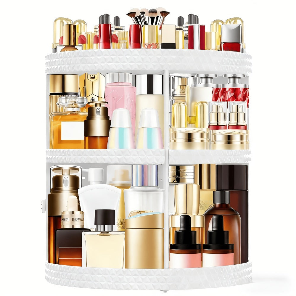 Rotating 360 Makeup Organizer Spinning Cosmetic Storage Display Rack 7 Adjustable Layers Large Capacity Skincare Holder for Vanity