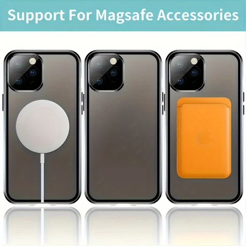 Double-Sided Glass iPhone Case with Stand 2-Piece Set Magnetic 360 Metal Frame Safety Lock Lens for an Everyday Personal Care Routine