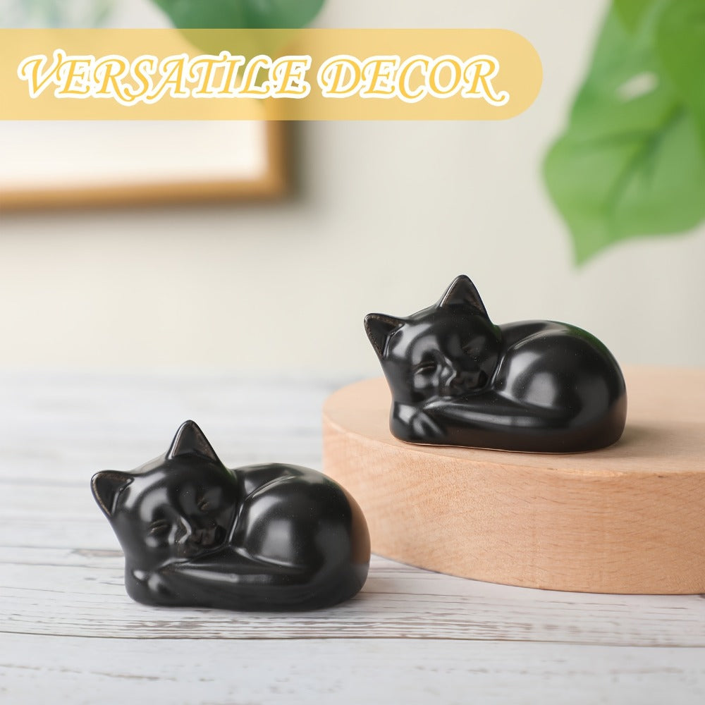 Black Cat Ceramic Toilet Bolt Caps 2-Pack – Decorative Cat Toilet Bolt Screw Cover Caps, Cute Bathroom Decor for Cat Lovers