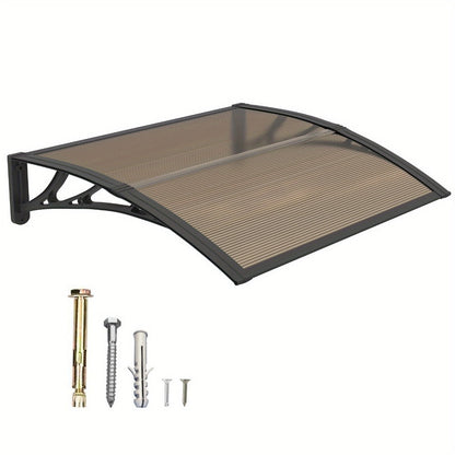 Window Awning Door Canopy Polycarbonate Overhang, UPF 50+ UV & Rain Protection, Leak-Proof Hollow Sheet