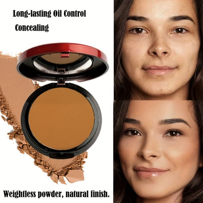 Pressed Powder Foundation Contour Matte Ful1l Coverage Oil Control Waterproof, 6 Shades Light to Dark