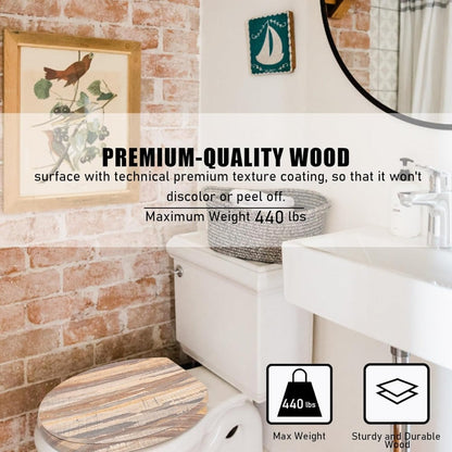 Slow Close Toilet Seat Round 19 Inch, Dark Grey -Close Toilet Lid with Alloy Hinges, Easy Clean Quick-Release