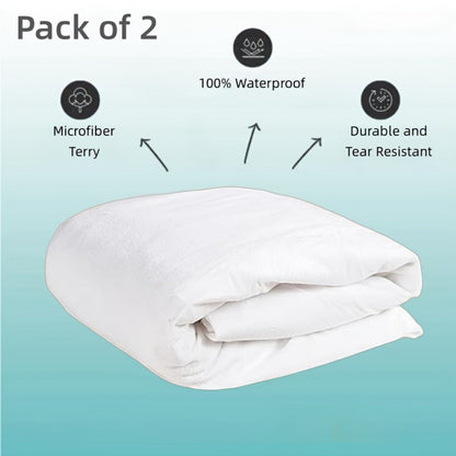Two-Piece White Fitted Mattress Protector Set in Twin, Full, Queen or King 15-Inch-Pocket Checkouts