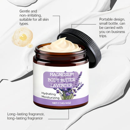 Lavender Magnesium Cream Body Lotion 4oz with Magnesium Chloride Lavender Oil Deep Relaxing Soothing Skin Nourishing for Women Men