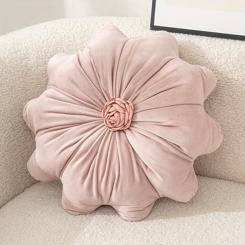 Round Flower Shaped Throw Pillow with Insert 16 Inch Soft Knit Decorative Cushion Machine Washable Zipper for Sofa Bed Car Home Decor 5
