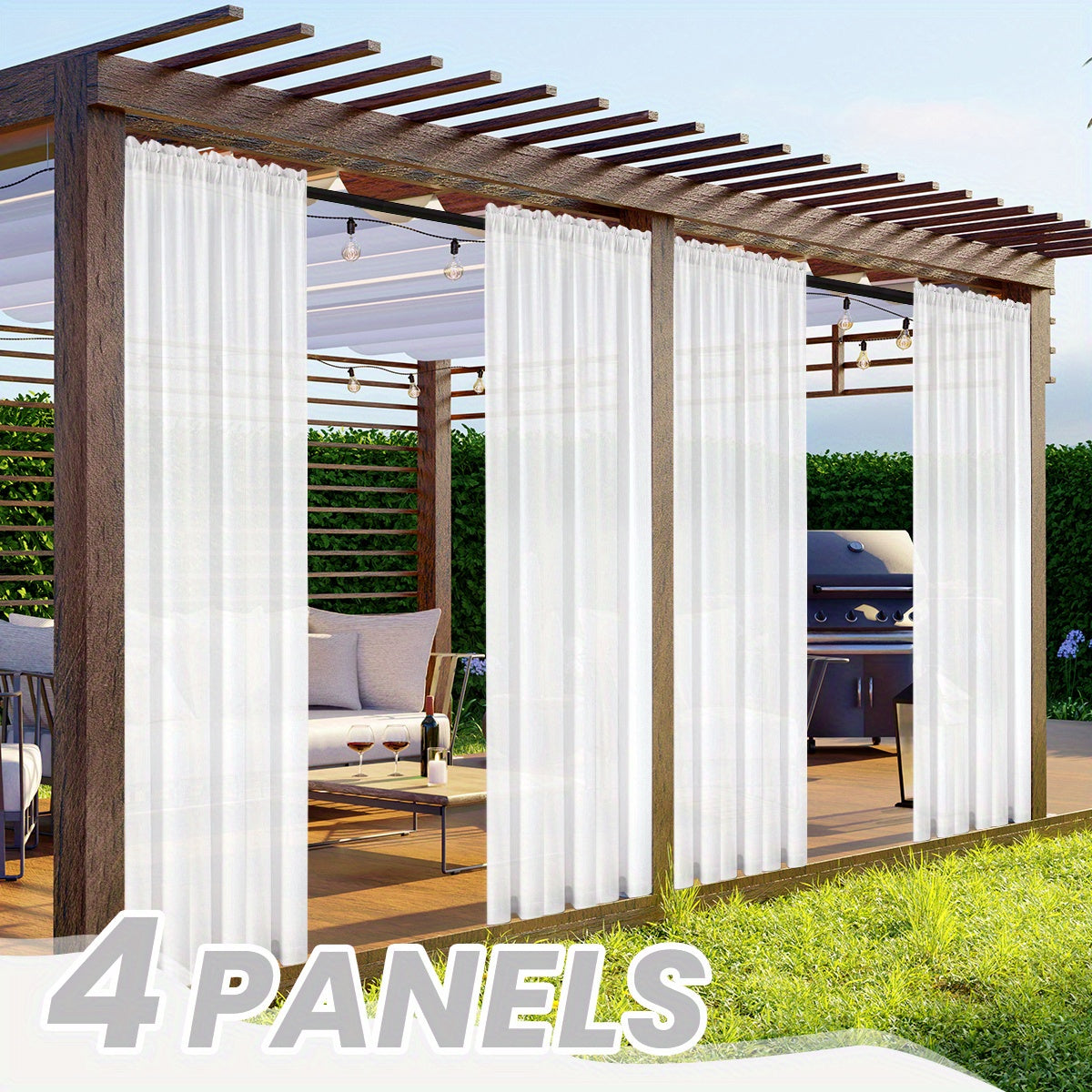 Four-Panel Rod-Pocket Window Curtain Set with Linen-Look Surface, 13 Colors and Seven Length Options