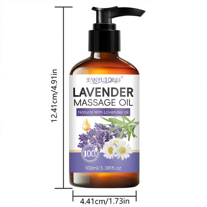 Lavender Massage Oil for Body 3.38oz – Natural Nourishing & Hydrating Formula for All Skin Types, Calming Aromatherapy, Couples Massage Oil