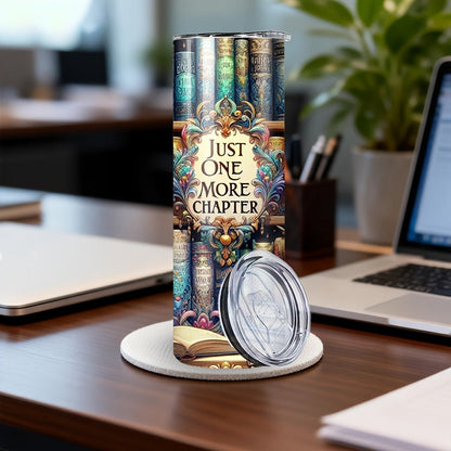 Insulated Tumbler Drinkware Bookshelf Graphic by SAXUMOUT, 20oz Stainless Steel Cup with Lid and Straw