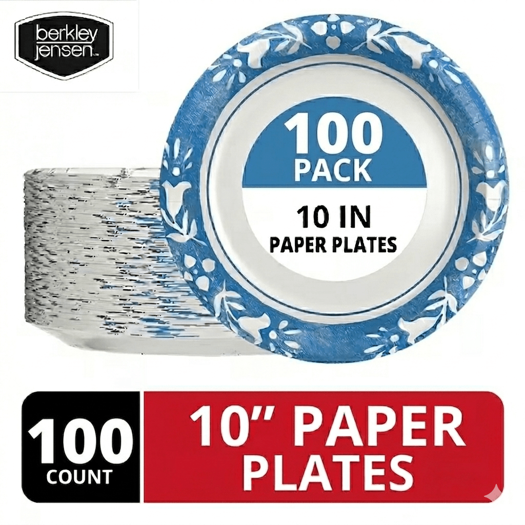 Paper Plates 10 Inch Botanical Leaf Design Soak Proof Disposable Dinner Plates for Party BBQ Holiday Everyday Use 50 100 204 Count