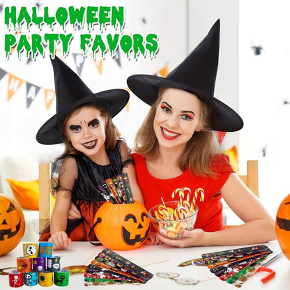 Halloween Slap Bracelets Bulk for Kids, 54/100PCS Halloween Party Favors for Boys & Girls, Spooky Bag Stuffers