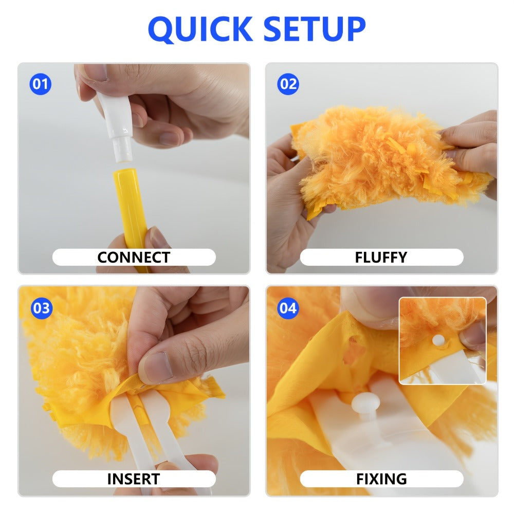 Duster Refills 360 Degree Electrostatic Microfiber Disposable Dusting Refills with Handle for Entryways, Bedrooms and Living Spaces