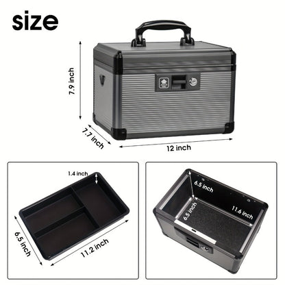 Aluminum Alloy Lockable Medicine Box – Double Layer Large Capacity Storage Box with Key Lock, Handle & Tray for Medicines