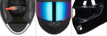 Motorcycle Helmet Full-Face Design in Three Shell Colors, S-XL Sizes, Washable Liner and Multi-Vent Layout
