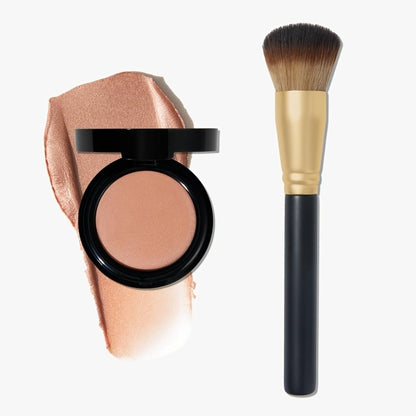 Cream Blush Beauty Balm Starter Kit with Brush – Hydrating Squalane Formula for Face & Lips Natural Pink Glossy Brightening Finish Medium
