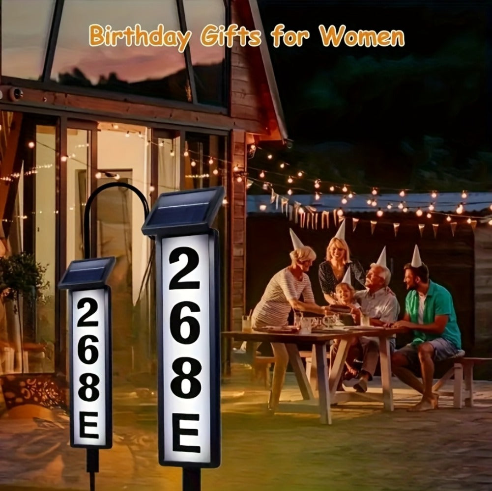 Solar Column Sign Light LED Address Sign Light Outdoor - Dusk to Dawn Solar Powered Post Light for Home Driveway Gate Lawn Floor Yard
