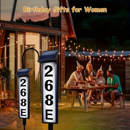 Solar Column Sign Light LED Address Sign Light Outdoor - Dusk to Dawn Solar Powered Post Light for Home Driveway Gate Lawn Floor Yard