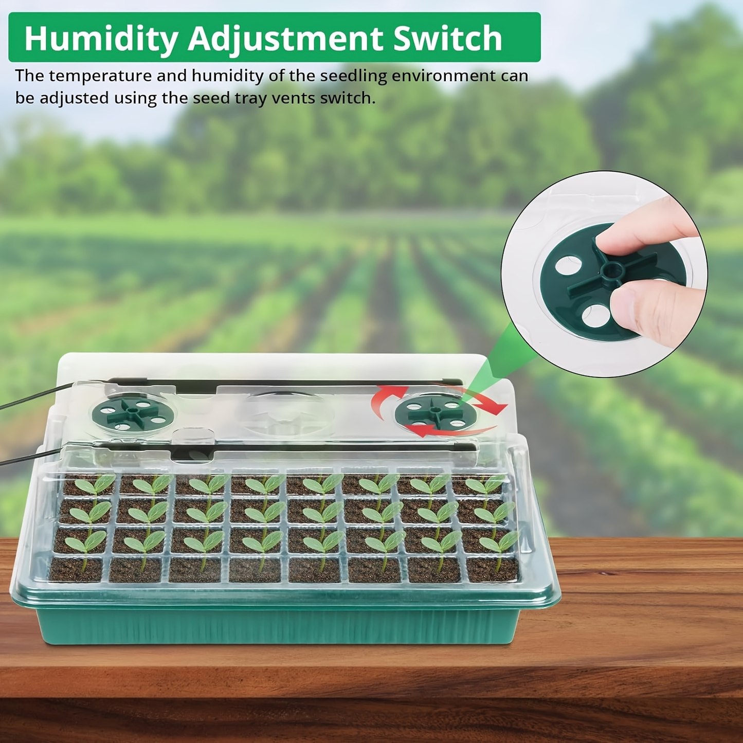 Seed Starting Tray Kit 4-Set 160 Cells High Dome | 8 LED Grow Lights Smart Timer 3 Modes 5 Brightness | Indoor Greenhouse Germination