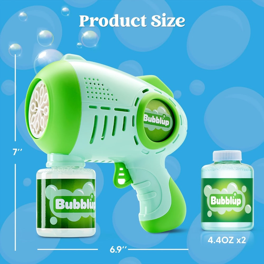 LED Light Up Bubble Gun 2 Pack with 4 Bottles Solution, 10-Hole Bubble Shooter 10000+ Bubbles Per Minute for Kids Adults