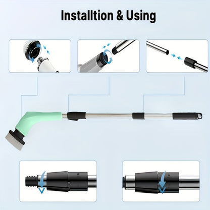 Electric Spin Scrubber with 9 Interchangeable Brush Heads 5 Speed Settings & 3 Extendable for Home Cooking, Dining and Outdoor Meals
