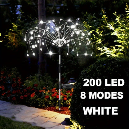 Solar Garden Lights Firework Stakes with 60-420 LEDs, 8 Modes, Flexible Copper Wire and Color Options