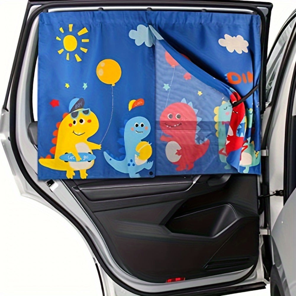 Magnetic Car Window Sunshade – Double Layer Side Window Sun Shade Curtain for UV & Heat Protection | Kids & Baby Car Shade | Blue