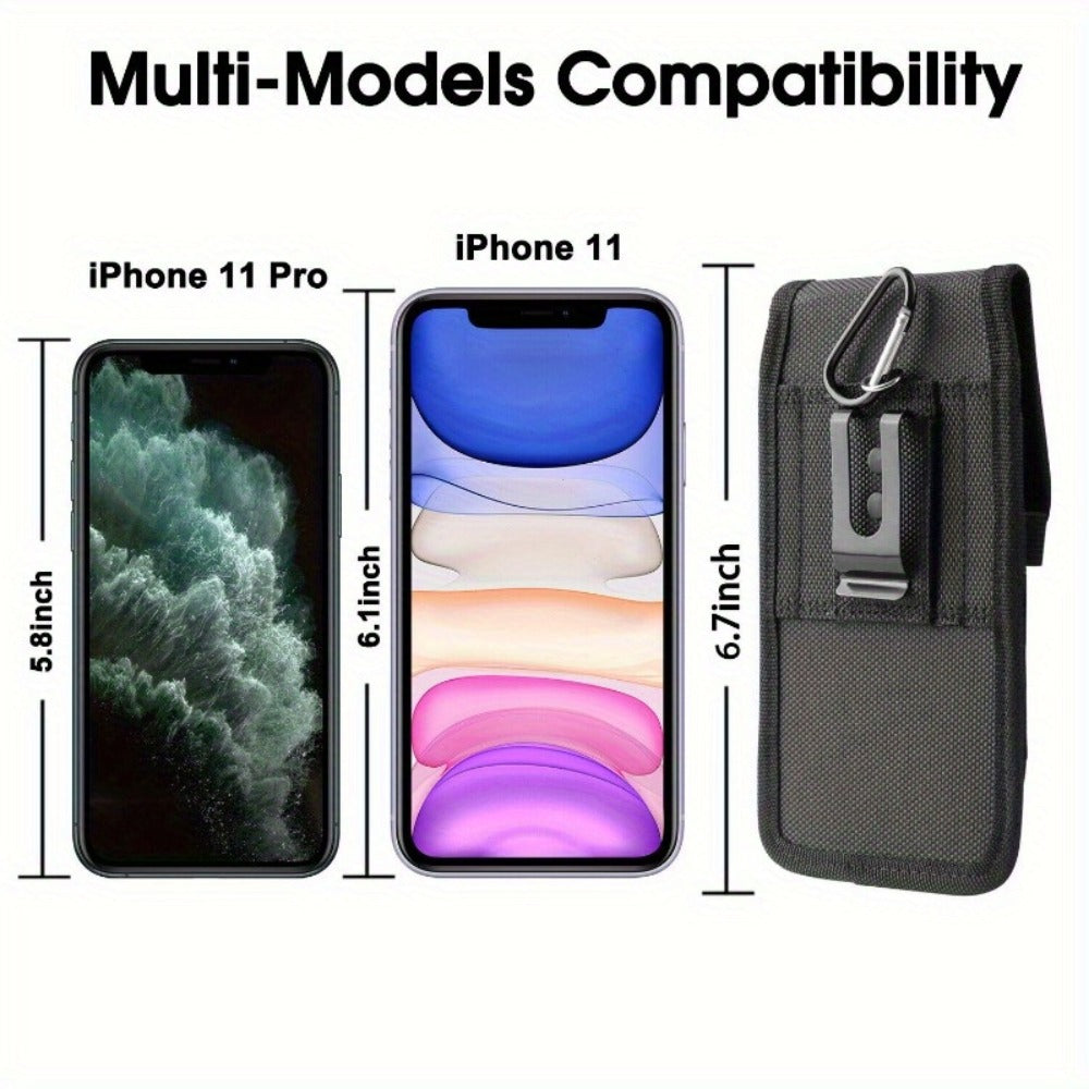 Belt Clip Phone Holster Pouch Universal 5.5-6.5 Inch Nylon Vertical Cell Phone Case Keychain Loop for an Everyday Personal Care Routine