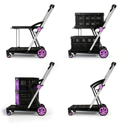 Two Tier Cart with 2 Storage Crates 360° Swivel Wheels, for Garden, Patio and Yard Use, with the Listed Configuration