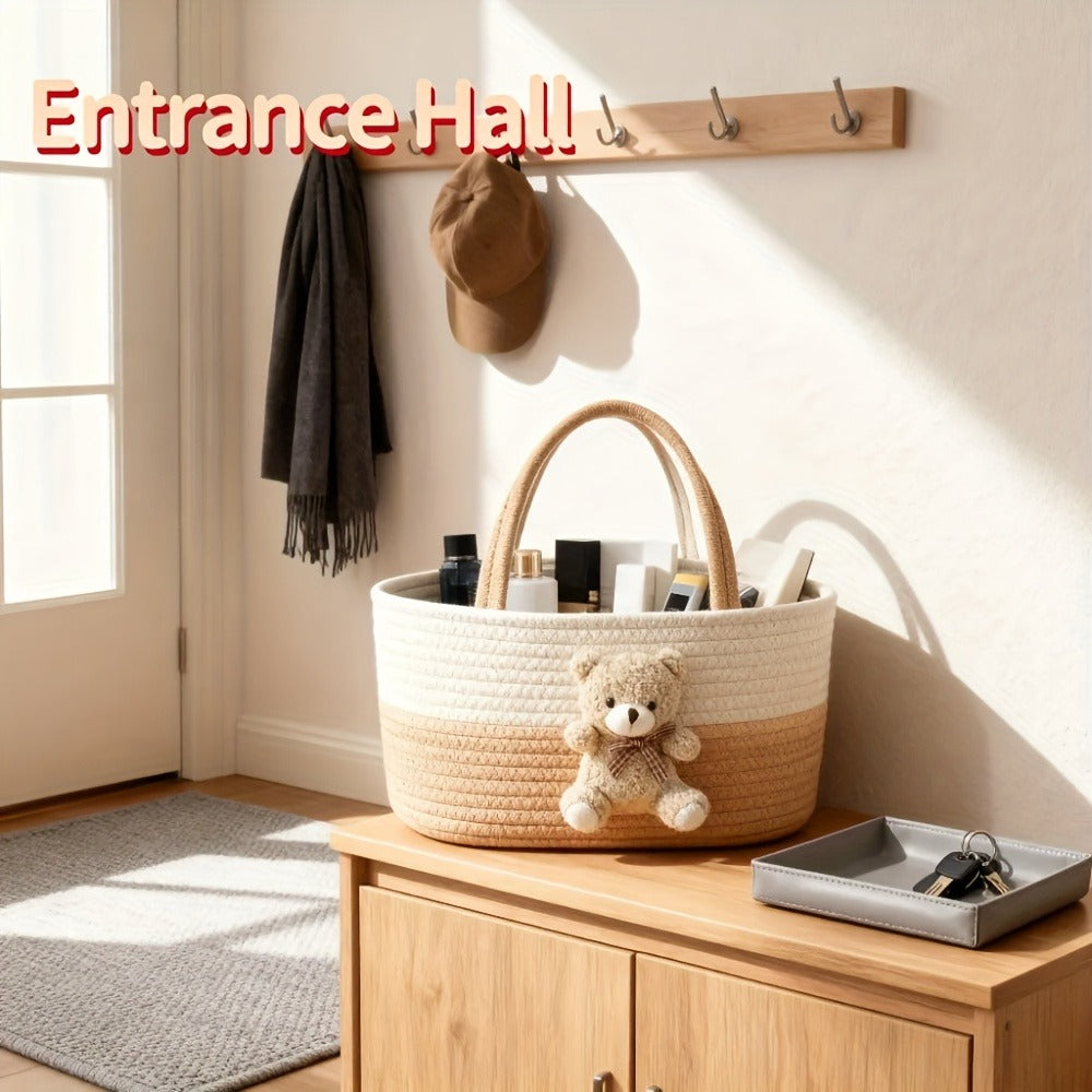 Cute Animal Woven Storage Basket, Decorative Desktop Organizer for Remote Controls, Toys, Stationery & Small Items